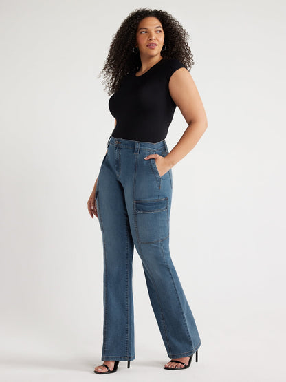  Women'S plus Marisol Bootcut Mid Rise Cargo Jeans