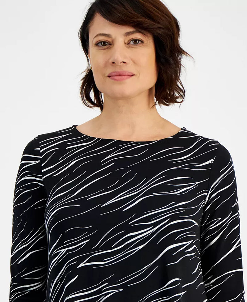 Women'S Printed 3/4 Sleeve Swing Top, Created for Macy'S