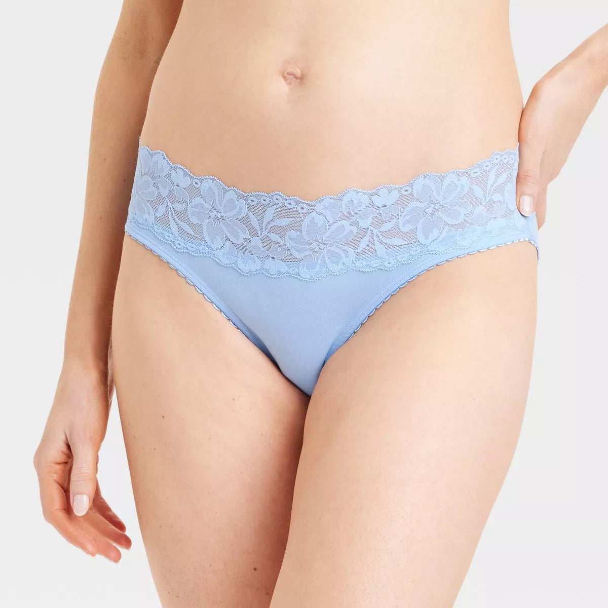 Women'S Cotton Blend Bikini Underwear with Lace - Auden