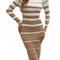 Long Sleeve Dress for Women Winter Crew Neck Stripe 