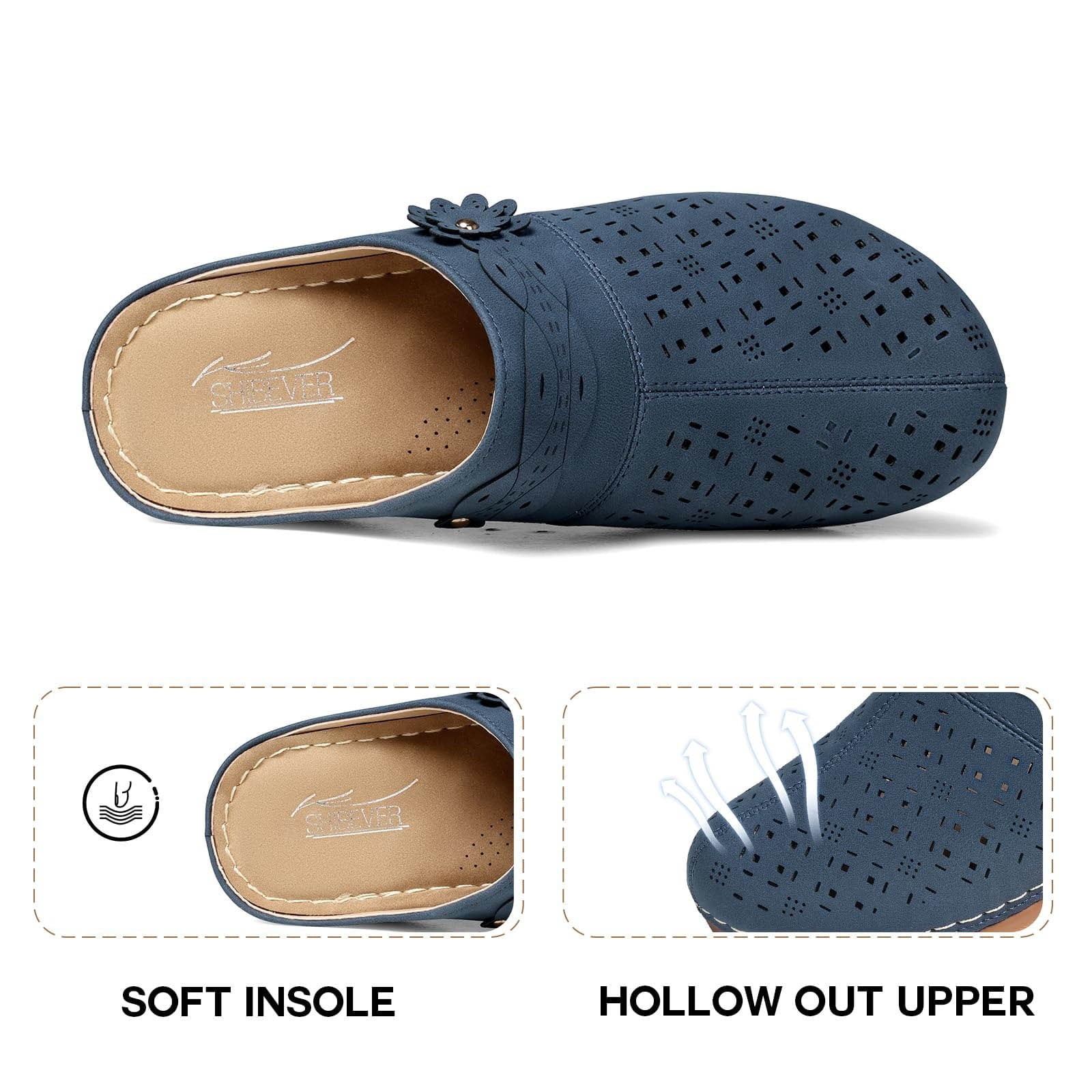 Women'S Comfortable Floral Non Breathable Thick Soled Large Size Mules Clogs Women'S Slippers Sandals for Women 2024 Blue 8.5