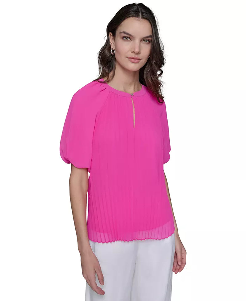 Women'S Puff Sleeve Pleated Top