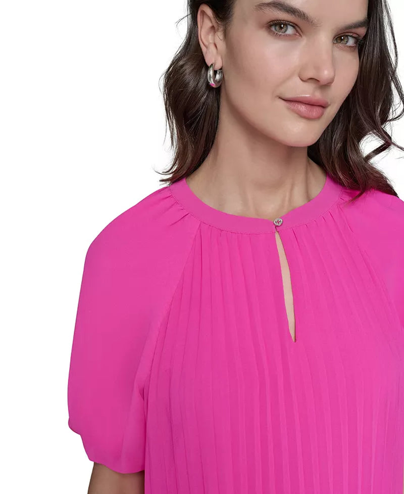 Women'S Puff Sleeve Pleated Top