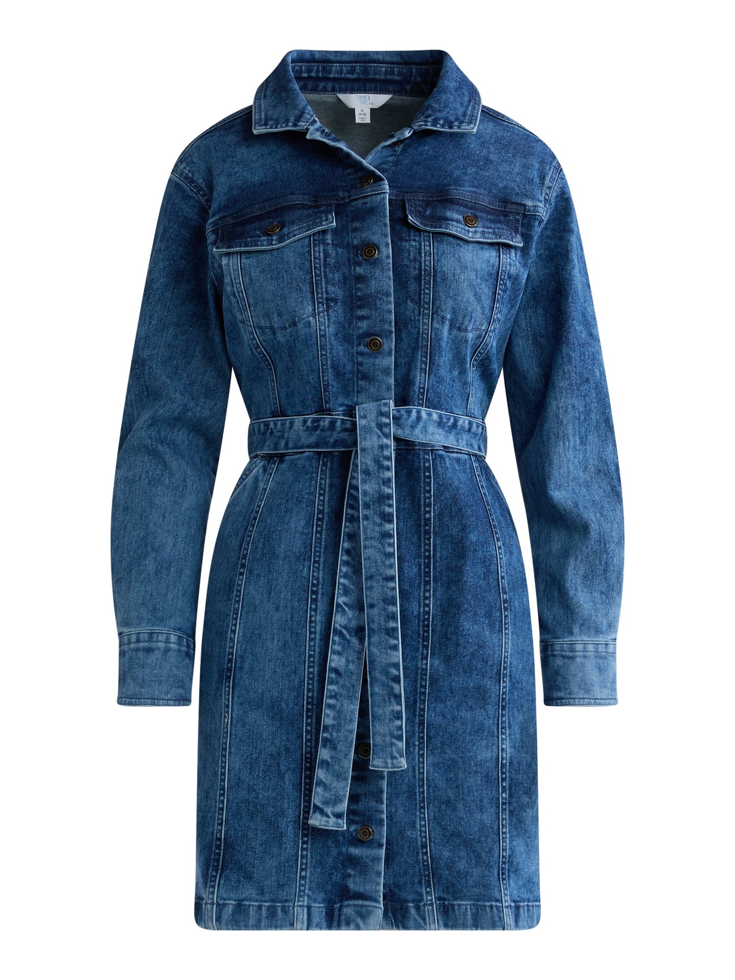  Women'S Denim Utility Dress with Belt