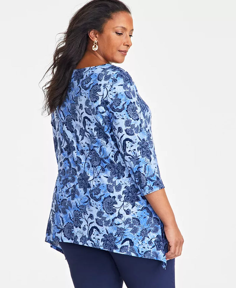 Plus Size Jacquard Swing Top