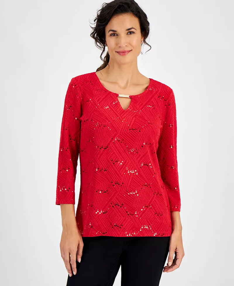 Women'S Textured Sequined Top