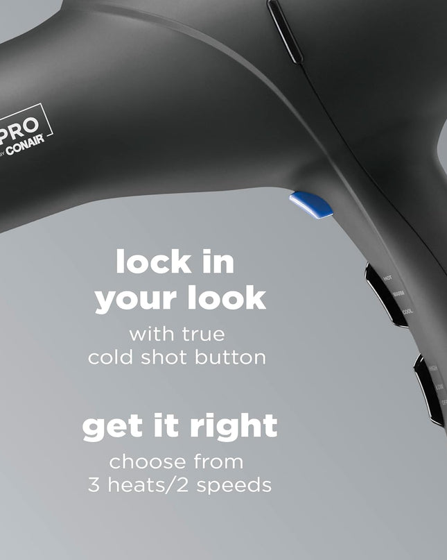 INFINITIPRO by  Hair Dryer with Diffuser | Salon Performance AC Motor Blow Dryer | Includes Diffuser, Concentrator and Bonus Blow-Out Brush | Grey - Amazon Exclusive | Packaging May Vary