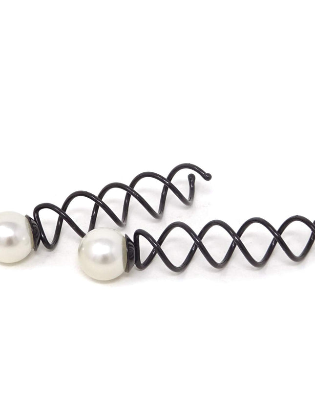 10PCS Black round Head Spiral Bobby Hair Pins Twist Screw Hair Pins Spin Pins Bun Stick Pick 14Mm Dia Pearl