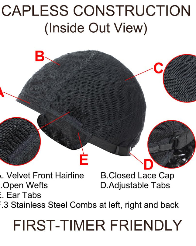 Afro 5" Short Curly Wigs 100% Brazilian Hair Natural Spiral Curls - Afro Wigs for Black Women-Human Hair Wigs-Short Capless Wigs (20.5"-22.5" Head Size- Snug Fit Average Head Sizes, 1B)