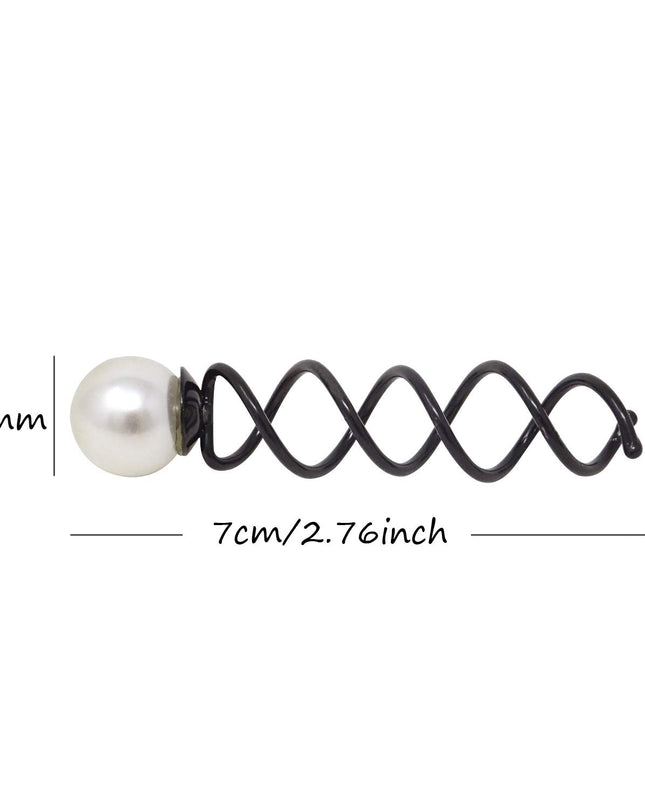 10PCS Black round Head Spiral Bobby Hair Pins Twist Screw Hair Pins Spin Pins Bun Stick Pick 14Mm Dia Pearl