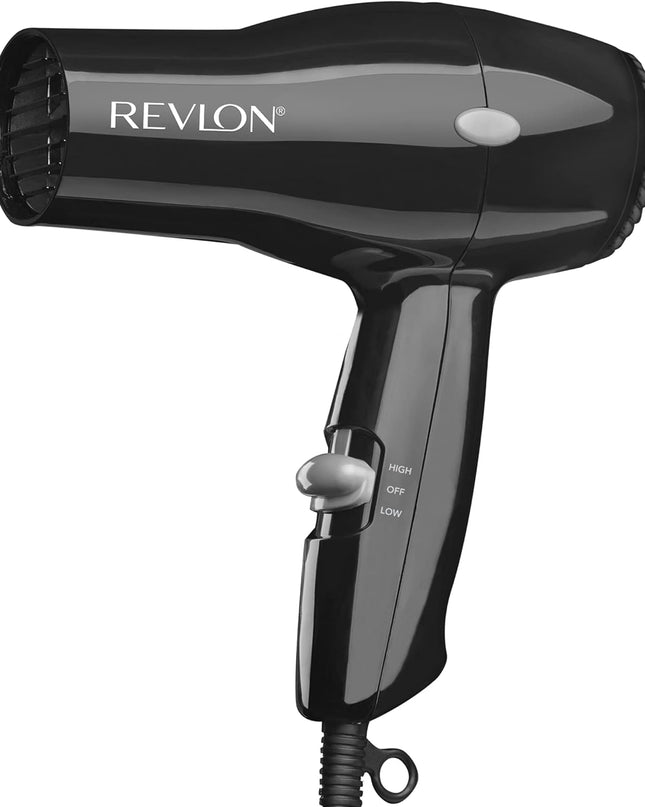 Travel Hair Dryer | Salon-Style Blowouts, Lightweight Design, 1875 Watts for Fast Drying with 2 Heat & Speed Settings for Drying and Styling Flexibility (Black)