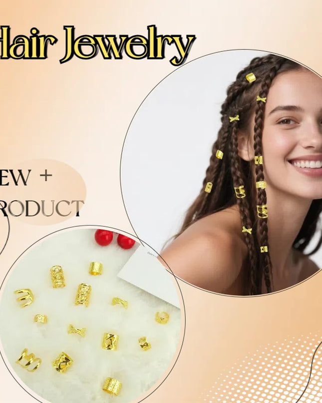 120Pcs Gold Hair Jewelry for Braids Dreadlock Hair Cuffs Adjustable Braid Rings Loc Decorations Hair Charms for Women Accessories