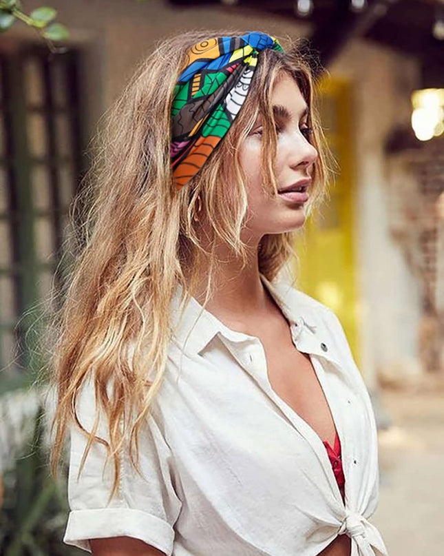 Wide Headbands for Women Boho Workout Head Bands for Women’S Hair African Knotted Non Slip Headwrap Turban Sport Yoga Girls Bandeau Hair Accessories (Pack of 4)