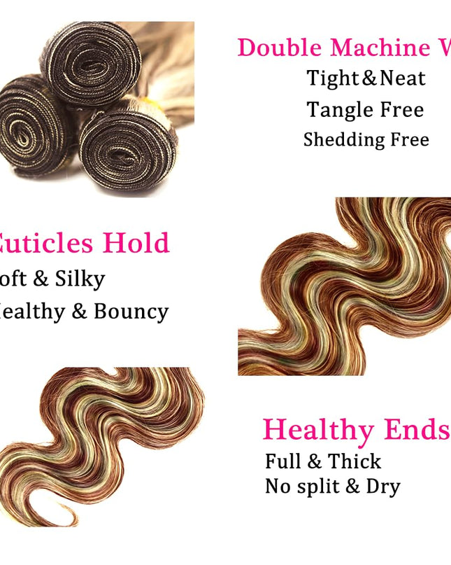 Blonde Bundles Human Hair #30 Body Wave Human Hair Bundles 26 26 26 Inch 3 Bundles Light Brown Body Wave Bundles 613 Human Hair Bundles Color #30 Bundles Hair Weave