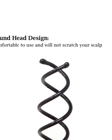 10PCS Black round Head Spiral Bobby Hair Pins Twist Screw Hair Pins Spin Pins Bun Stick Pick 14Mm Dia Pearl