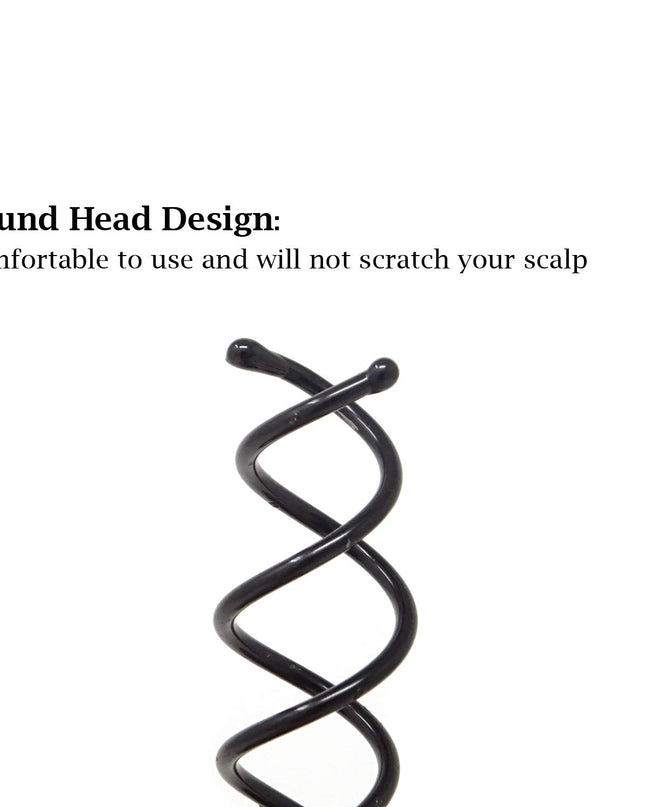 10PCS Black round Head Spiral Bobby Hair Pins Twist Screw Hair Pins Spin Pins Bun Stick Pick 14Mm Dia Pearl
