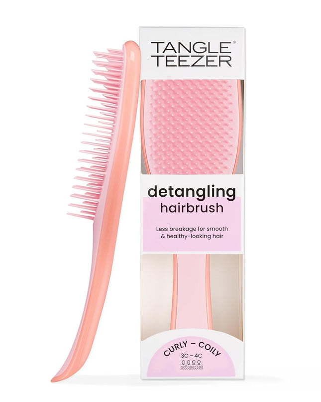 Ultimate Detangler Curly Hair Brush, Dry & Wet Hairbrush, Reduces Frizz & Breakage, for 3C to 4C Curly Hair Types, Pink Mango