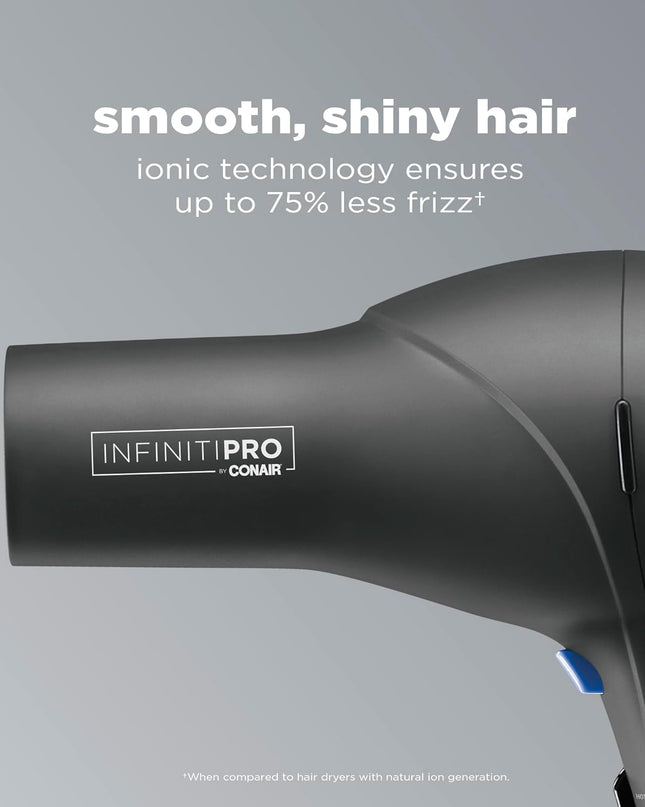 INFINITIPRO by  Hair Dryer with Diffuser | Salon Performance AC Motor Blow Dryer | Includes Diffuser, Concentrator and Bonus Blow-Out Brush | Grey - Amazon Exclusive | Packaging May Vary