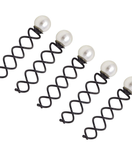 10PCS Black round Head Spiral Bobby Hair Pins Twist Screw Hair Pins Spin Pins Bun Stick Pick 14Mm Dia Pearl