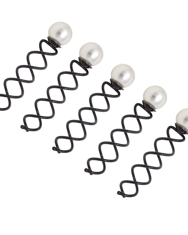 10PCS Black round Head Spiral Bobby Hair Pins Twist Screw Hair Pins Spin Pins Bun Stick Pick 14Mm Dia Pearl