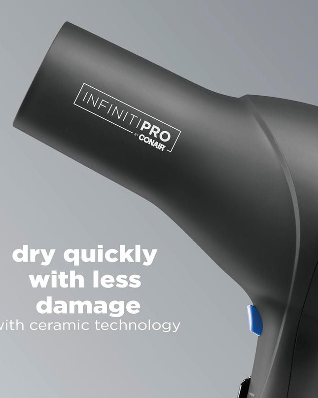 INFINITIPRO by  Hair Dryer with Diffuser | Salon Performance AC Motor Blow Dryer | Includes Diffuser, Concentrator and Bonus Blow-Out Brush | Grey - Amazon Exclusive | Packaging May Vary