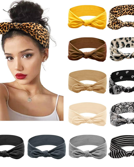 12 Pack Bow Headbands for Women Elastic Headwraps Hair Band Knotted Headband Rabbit Ears Turban Fashion Sport Cute Hair Accessories