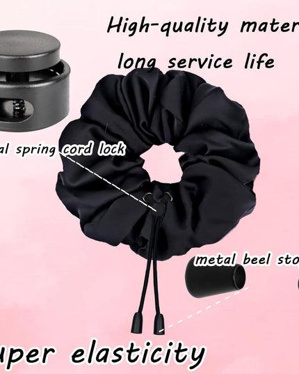 2 Pcs Adjustable Afro Puff Hair Tie, Extra Large Satin Scrunchies, No Damage Durable Afro Puff Accessories, Oversize Hair Bands, Sleeping Giant Satin Scrunchies for Thick Curly Hair