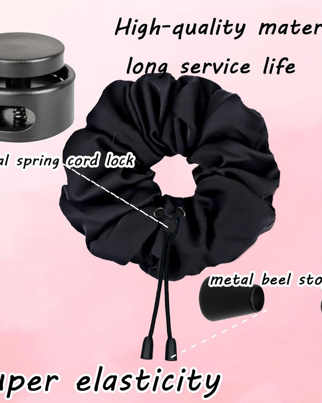 2 Pcs Adjustable Afro Puff Hair Tie, Extra Large Satin Scrunchies, No Damage Durable Afro Puff Accessories, Oversize Hair Bands, Sleeping Giant Satin Scrunchies for Thick Curly Hair