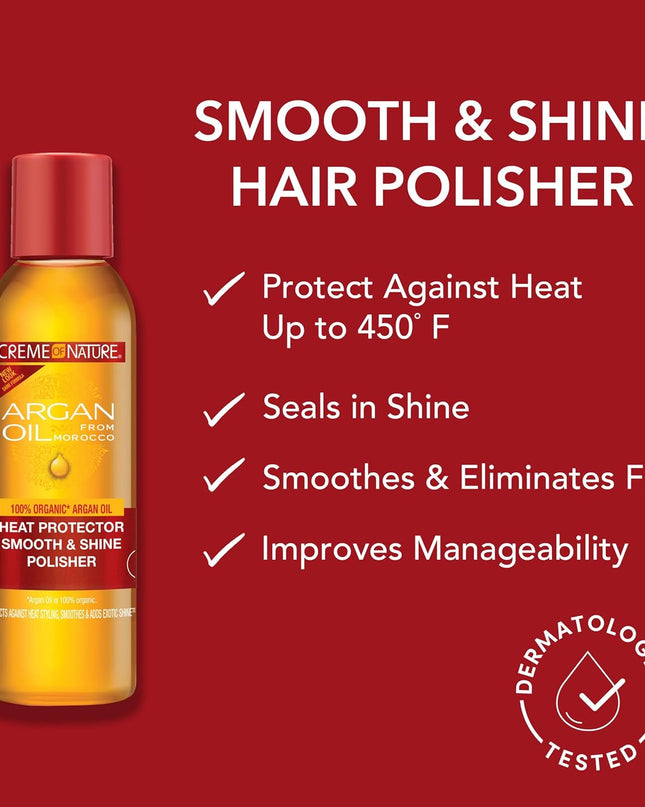 , Argan Oil for Hair, Smooth & Shine Hair Polisher, Argan Oil of Morocco for anti Frizz Control, 4 Fl Oz