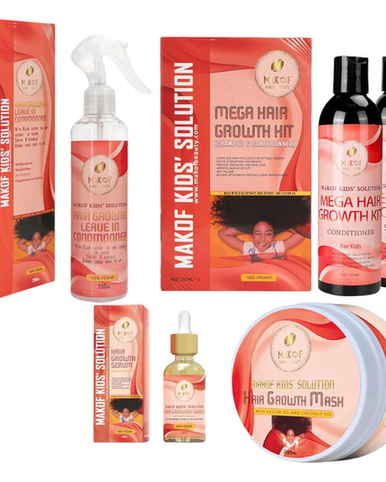 Kid’S Hair Growth Set. Shampoo & Conditioner with Black Castor Oil, Wheat Protein, Argan, Jojoba, Aloe Vera, , Mask Treatment and Leave-In, Sulfate Paraben Free, No Harsh Chemicals.