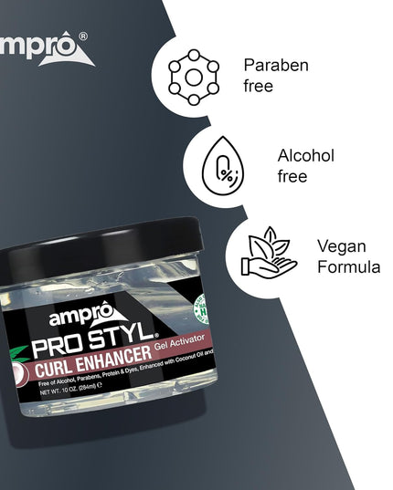 Pro Styl Curl Enhancer - Gel Activator with Coconut Oil to Moisturize and Define Coils and Waves - Helps Protect and Hydrate Hair Shaft - Tames and Adds Shine to Tresses - Regular - 10 Oz