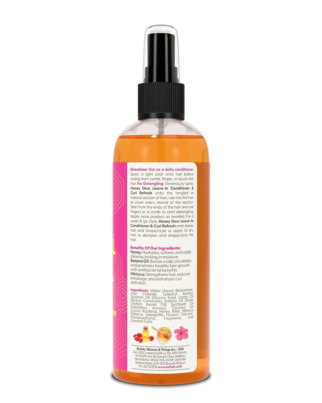 Love My Natural Hair Honey Dew Leave-In Conditioner & Curl Refresh 12Oz – Moisturizing Spray with Honey & Batana Oil – Hydrating Detangler & Curl Refresher for Natural, Curly, Coily Hair