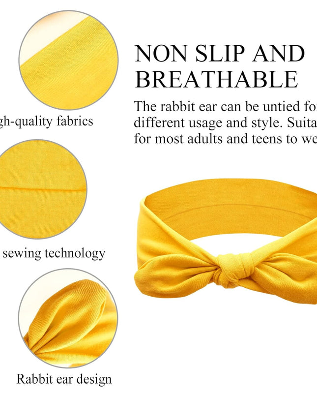 12 Pack Bow Headbands for Women Elastic Headwraps Hair Band Knotted Headband Rabbit Ears Turban Fashion Sport Cute Hair Accessories