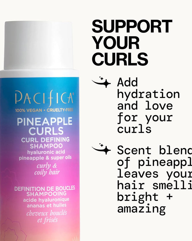 Beauty Pineapple Curls 3-Step Hair Care Kit: Curl Defining Shampoo + Conditioner + Pineapple Swirl Curl Cream – Enhances Curls, Reduces Frizz, Vegan & Silicone-Free
