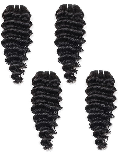Deep Wave Human Hair Bundles 14 Inch 12A Grade Brazilian Human Hair 100% Virgin Weave Bundles Human Hair for Black Women (14'' 14'' 14'' 14'')