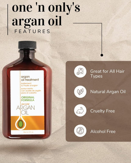 Argan Oil Hair Treatment, Helps Smooth and Strengthen Damaged Hair, Eliminates Frizz, Creates Brilliant Shines, Non-Greasy Formula, 8 Fl. Oz