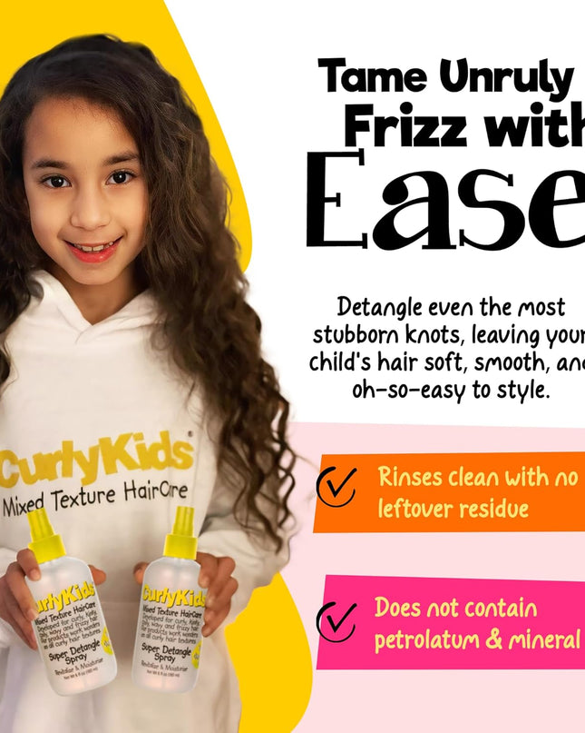 Super Detangle Spray Bundle with Hair Detangler Spray, Kids Shampoo, Conditioner, Gel & Creme for Curly, Frizzy, & Wavy Hair | Sulfate & Paraben-Free Formula to Detangle