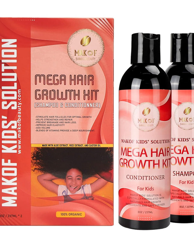 Kid’S Hair Growth Set. Shampoo & Conditioner with Black Castor Oil, Wheat Protein, Argan, Jojoba, Aloe Vera, , Mask Treatment and Leave-In, Sulfate Paraben Free, No Harsh Chemicals.