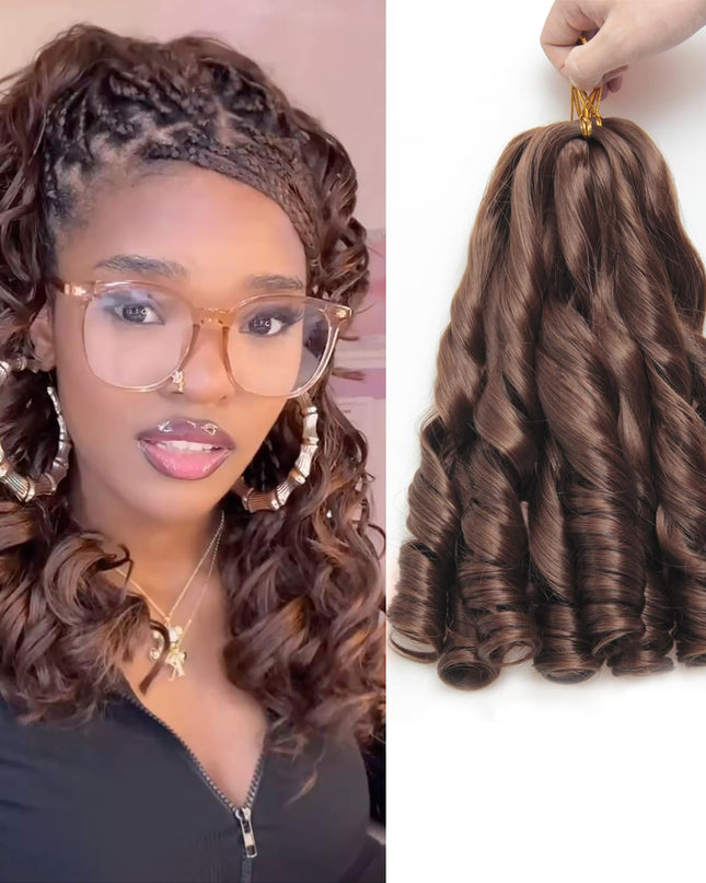 French Curl Braiding Hair 12Inch 8Packs French Curl Crochet Braids Short Curly Crochet Hair Bouncy Synthetic Knotless Braiding Extensions(33#, 12Inch)