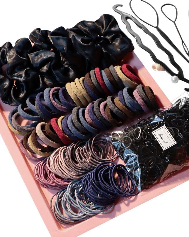 755PCS Hair Accessories for Woman Set Seamless Ponytail Holders Variety Hair Scrunchies Hair Bands Scrunchy Hair Ties for Thick and Curly (Mix)