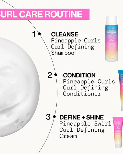 Beauty Pineapple Curls 3-Step Hair Care Kit: Curl Defining Shampoo + Conditioner + Pineapple Swirl Curl Cream – Enhances Curls, Reduces Frizz, Vegan & Silicone-Free