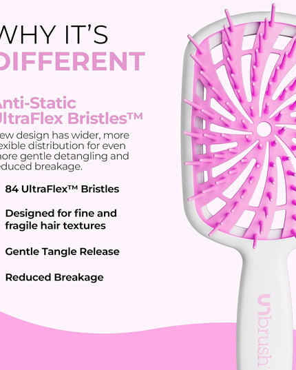 Unbrush plus — Curly Hair Brush for Gentle & Effective Detangling on Wet or Dry Fragile Hair Types — Detangler Brush W/ 84 Ultraflex Bristles, Ultra-Light, Vented, anti Static Hairbrush