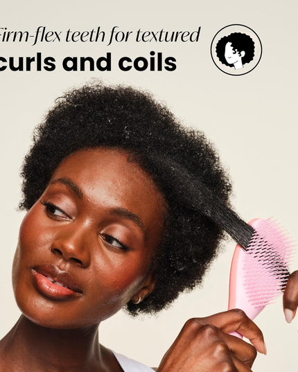 Ultimate Detangler Curly Hair Brush, Dry & Wet Hairbrush, Reduces Frizz & Breakage, for 3C to 4C Curly Hair Types, Pink Mango