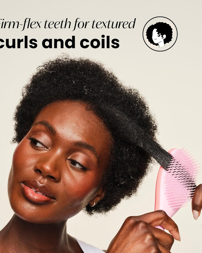 Ultimate Detangler Curly Hair Brush, Dry & Wet Hairbrush, Reduces Frizz & Breakage, for 3C to 4C Curly Hair Types, Pink Mango