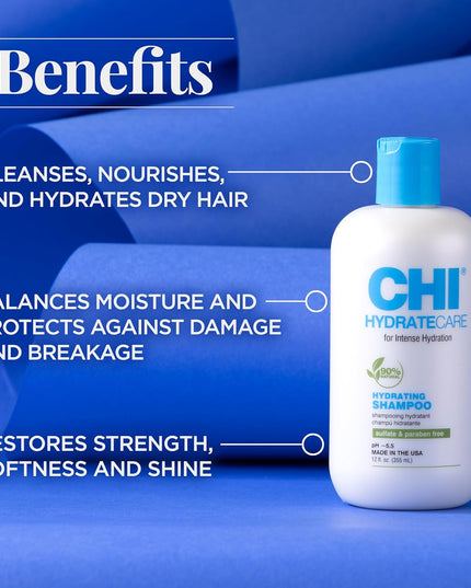 Hydratecare Hydrating Shampoo, Balances Hair Moisture and Protects against Damage and Hair Breakage, Sulfate, Paraben, & Cruelty-Free, 12 Oz