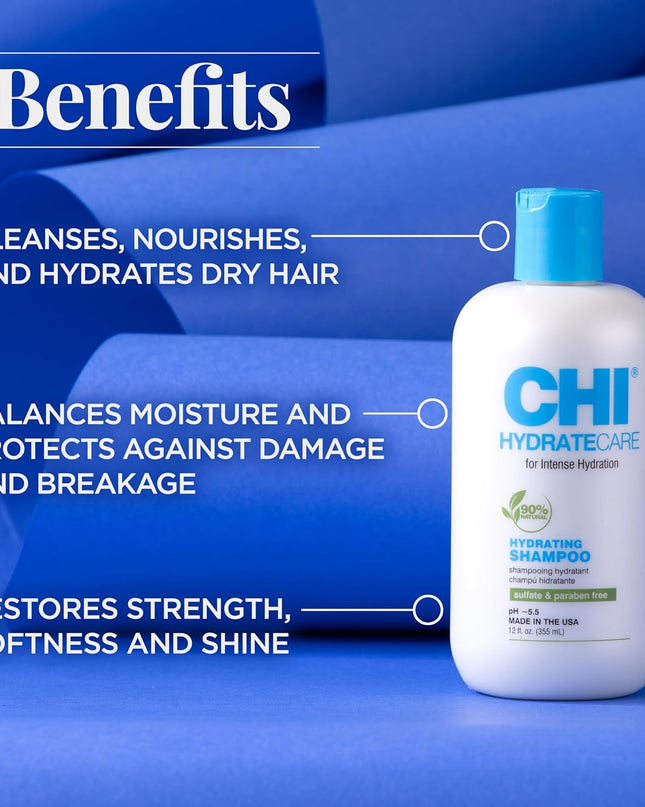 Hydratecare Hydrating Shampoo, Balances Hair Moisture and Protects against Damage and Hair Breakage, Sulfate, Paraben, & Cruelty-Free, 12 Oz