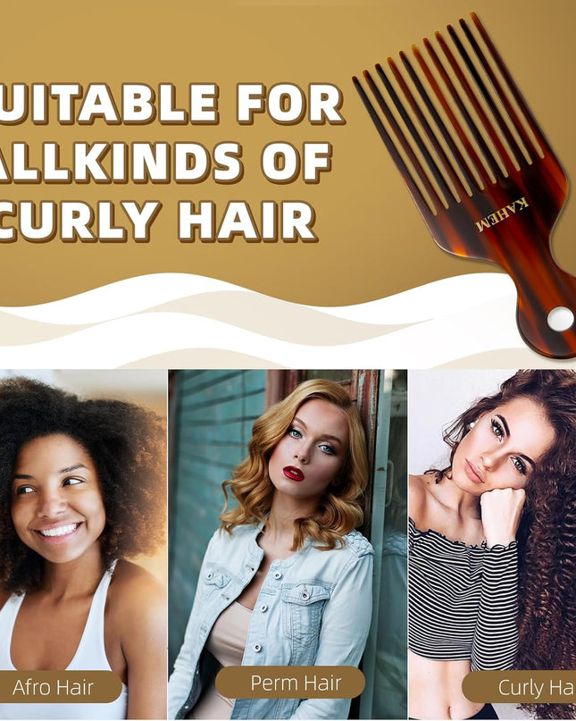 Wide Tooth Pick Comb for Long, Thick, Curly Hair - 6.89 Inch Detangling and Lifting Comb for Women and Men'S Hair Styling