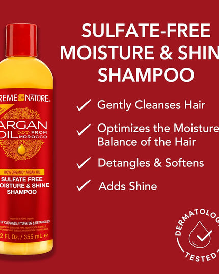 Argan Oil from Morocco Sulfate-Free Moisture & Shine Shampoo, Bonus Size 15.2Oz