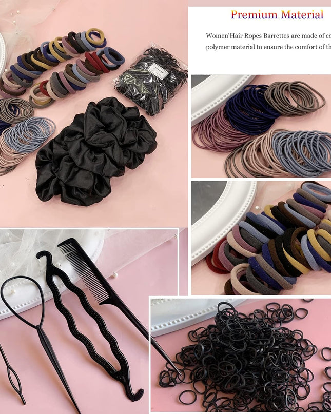 755PCS Hair Accessories for Woman Set Seamless Ponytail Holders Variety Hair Scrunchies Hair Bands Scrunchy Hair Ties for Thick and Curly (Mix)