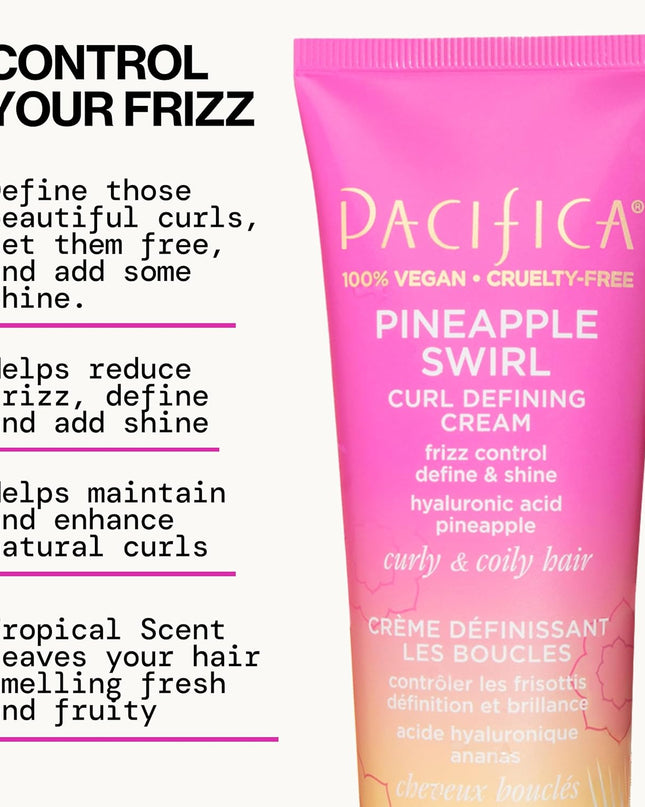 Beauty Pineapple Curls 3-Step Hair Care Kit: Curl Defining Shampoo + Conditioner + Pineapple Swirl Curl Cream – Enhances Curls, Reduces Frizz, Vegan & Silicone-Free